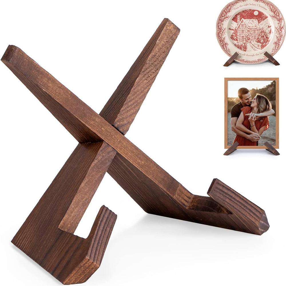 Wooden Restaurant Household Recipe Rack Kitchen Menu Display Rack Hanging Study Desktop Reading Wooden Book Stand