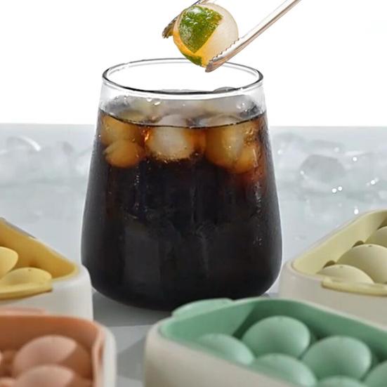 Silicone Sphere Ice Cube Tray with Lid Large Round Ball Mold for Whiskey Cocktails Easy-Release Stackable BPA-Free Ice Cube Maker for Home Bar Party