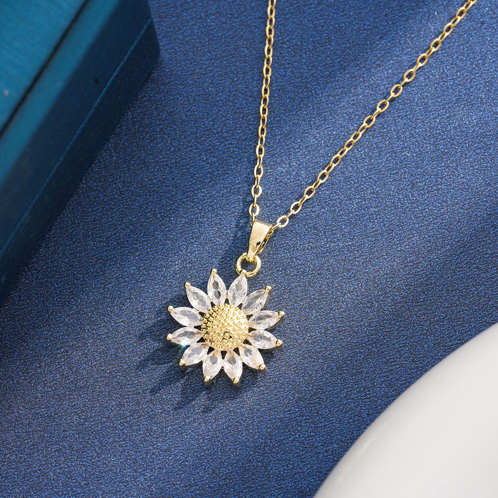 Ожерелье-чокер с цирконом в виде подсолнуха - Стильный летний чокер для женщин