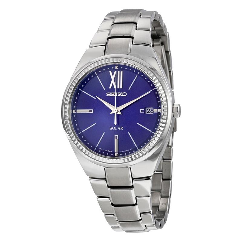

SEIKO 30 meters waterproof solar Quartz Steel Strap 36mm women s watch blue dial SNE879