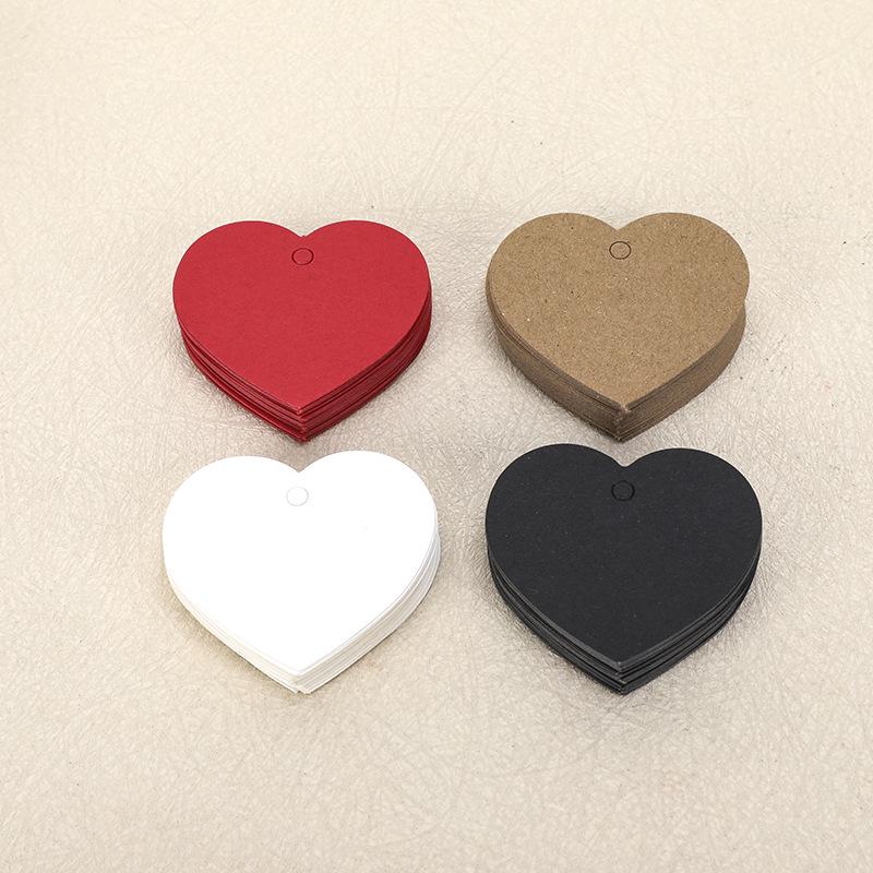 Heart-Shaped Cowhide Paper Blank Tag - Valentine's Day Red Label