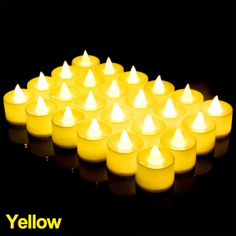 12-1Pcs Colorful LED Candles Battery Operated Flameless Tealight Fake Candles Lamp Wedding Birthday Party Home Decoration Lights