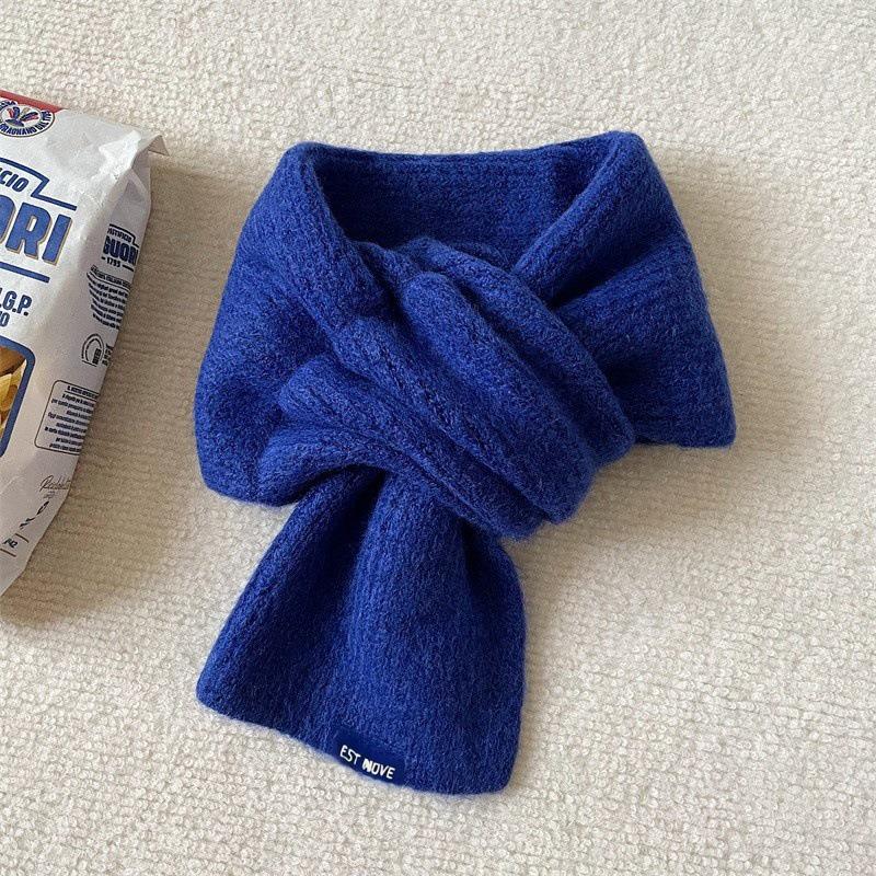 1Pieces Cross Short Scarf For Women Winter Warm Wool Knitted Scarf Student Korean Style Mountaineering Scarf