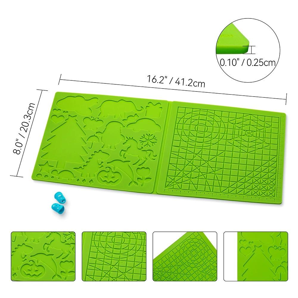 3D Printing Silicone Mat DIY With 2 Finger Protectors Template Drawing Tool Silicone Pad Drawing Tools for Kids Adults
