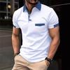 Men Simple Color Block Pocket Printed Polo Shirt