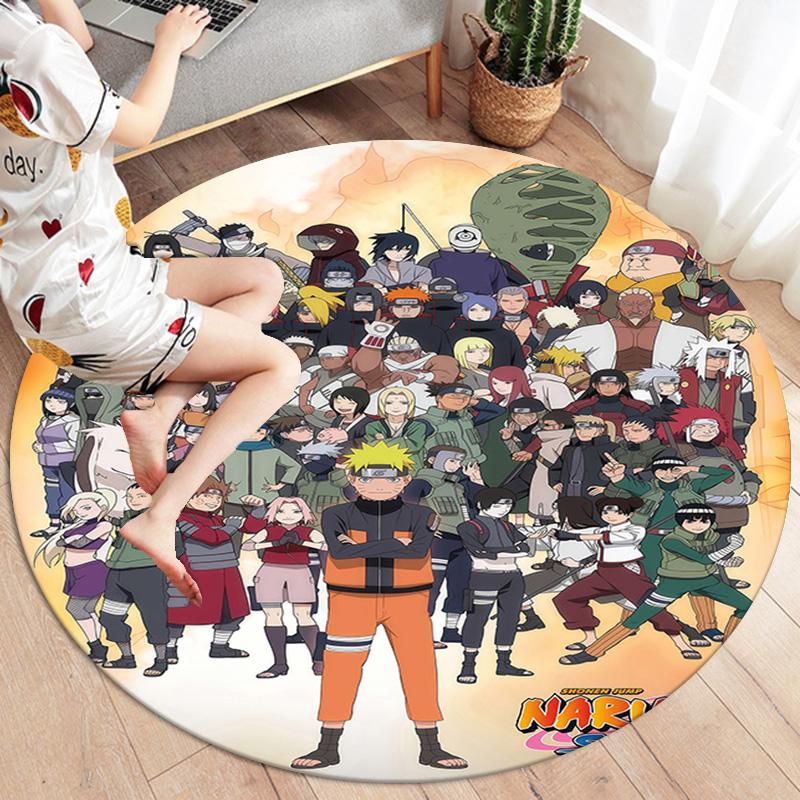 Naruto Characters Round Area Rug Carpet Rug For Living Room Bedroom Sofa Playroom Decor Nonslip Floor Mat