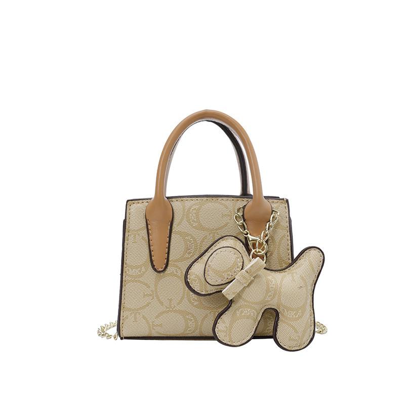 Canvas Vintage Print Small Square Bag With Zipper Closure For Daily Use