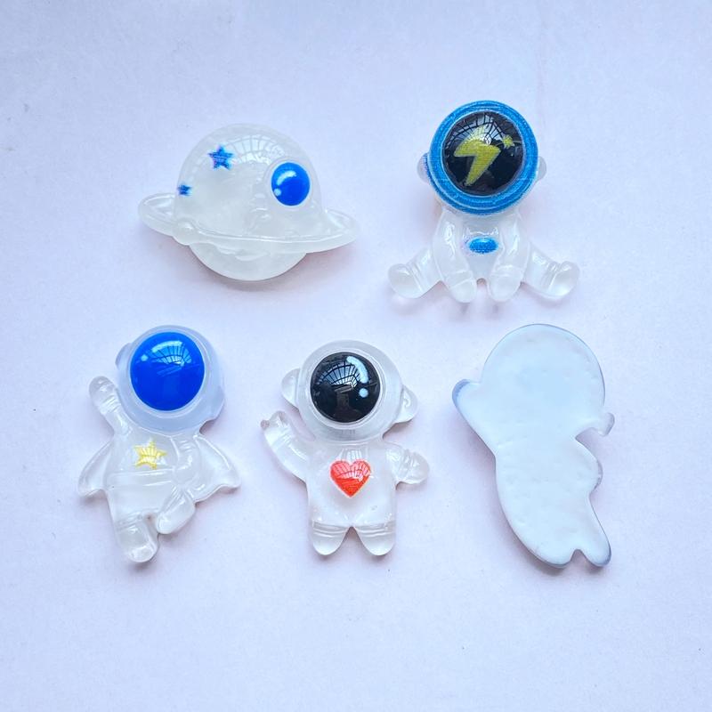 10Pcs New Cute Mini Transparent Space Series Resin Flatback Ornament Nail Jewelry Making Hairwear Accessories