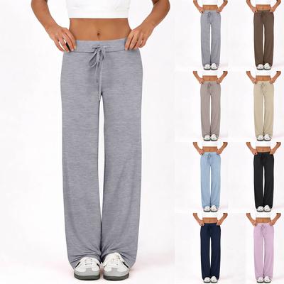 Women's Flared Casual Drawstring Elastic Waist Pants Comfortable Flared Yoga Loose Trousers