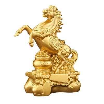 Golden Feng Shui Horse Sculpture 2026 Zodiac Horse Statue Chinese New Year Zodiac Blessing Souvenir for Home Office Tabletop Decor