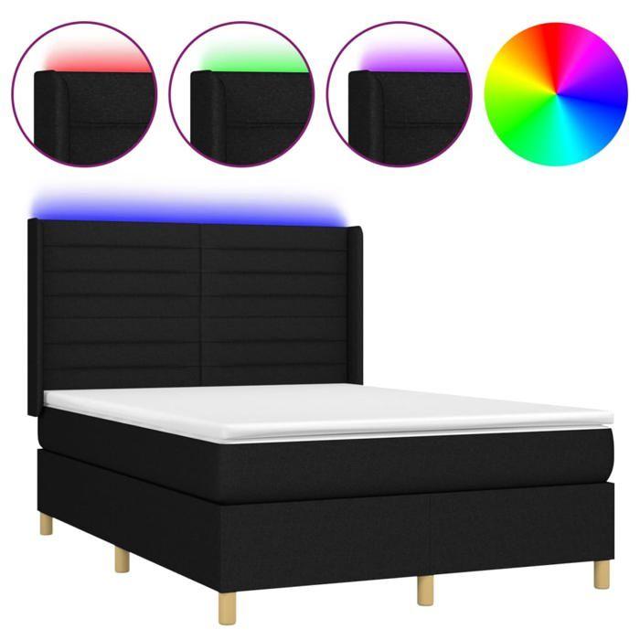 VidaXL Slat Bed Base with Mattress and LED, Upholstered Bed, Double Bed, Adult Bed for Interior Bedroom, 3138959