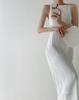 Waist-Cinching Textured Pearl White Maxi Dress - French Pearlescent Camisole Design