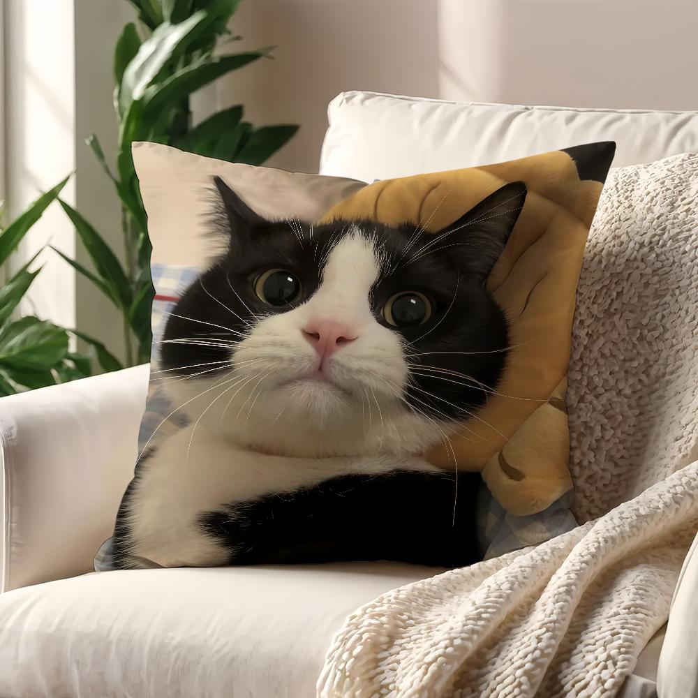 Black White Cat Cute Cow Cat Cushion Cover For Pillow Printing Sofa Decoration Home Car Room Coffee Shop Office NordicSimplicity