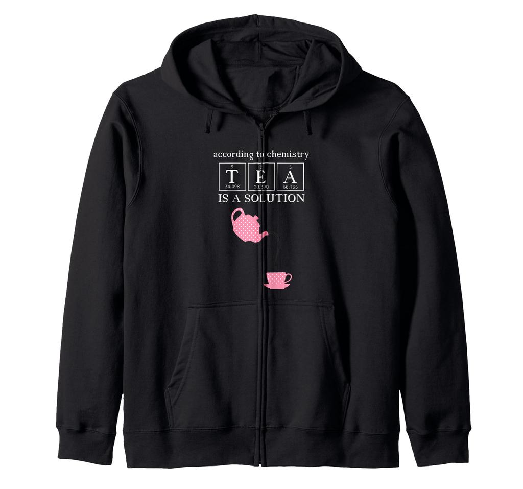 - Pink Teapot and Cups - TEA Chemistry Solution - Zip Hoodie