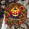8x8 Inch Buffalo Plaid Pumpkin Iron Welcome Sign Halloween Wall Art Home Decor