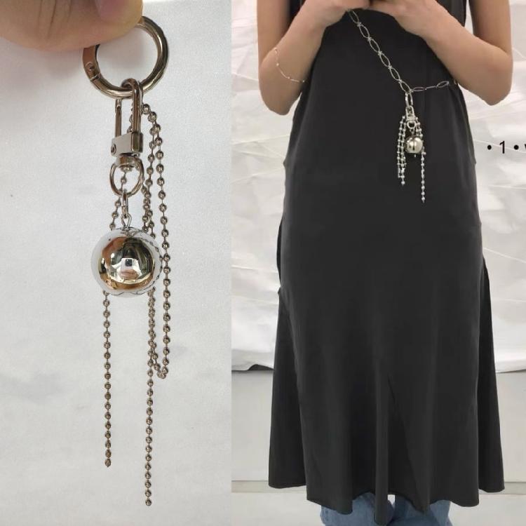 Stylish Silver Big Sphere Metal Charm Delicate Large Silver Sphere Pendant Keyring Charm for Art Lovers and Collectors