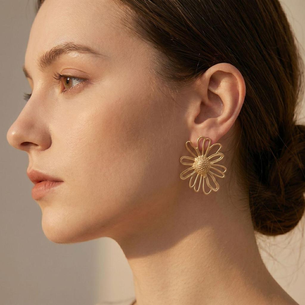 European & American Stylish Irregular Flower Stud Earrings for Women's Elegant Personality