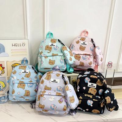 Toddler Boy Girl Backpack Korean Fashion Cartoon Bear Backpack Travel High Capacity Storage Bag Cute Schoolbag Pencil Case