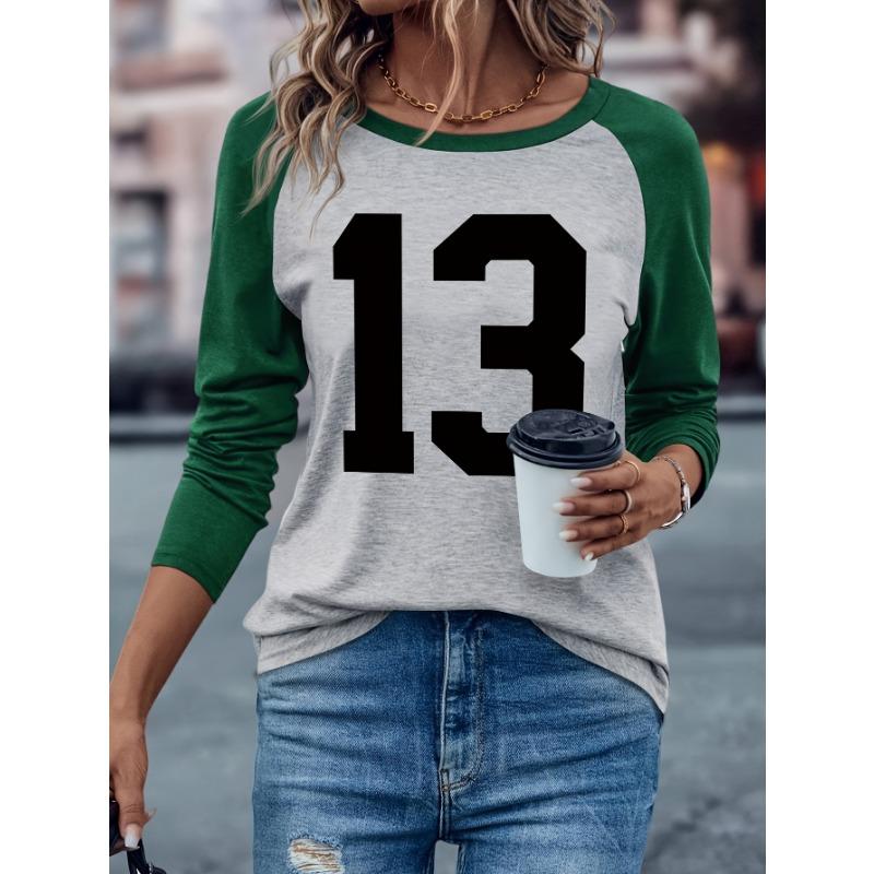 Ladies' Casual Long Sleeved T-shirt, Spring and Autumn Round Neck Top