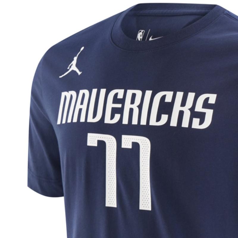 Jordan Luka Doncic #77 Dallas Mavericks NBA Basketball Round Neck Short Sleeve T-Shirt Men Tops Navy-Blue CV9973-421