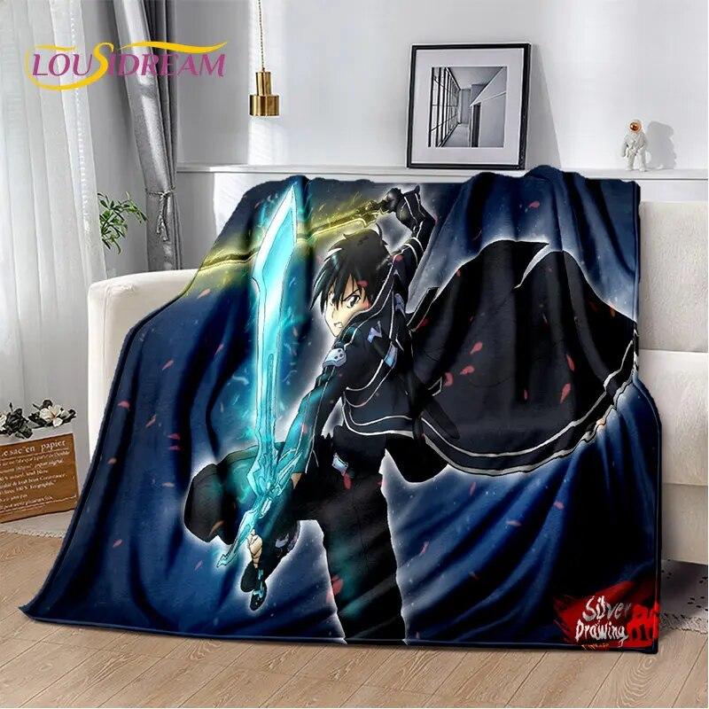 Sword Art Online SAO Anime Cartoon Soft Plush Blanket,Flannel Blanket Throw Blanket for Living Room Bedroom Bed Sofa Picnic Kids