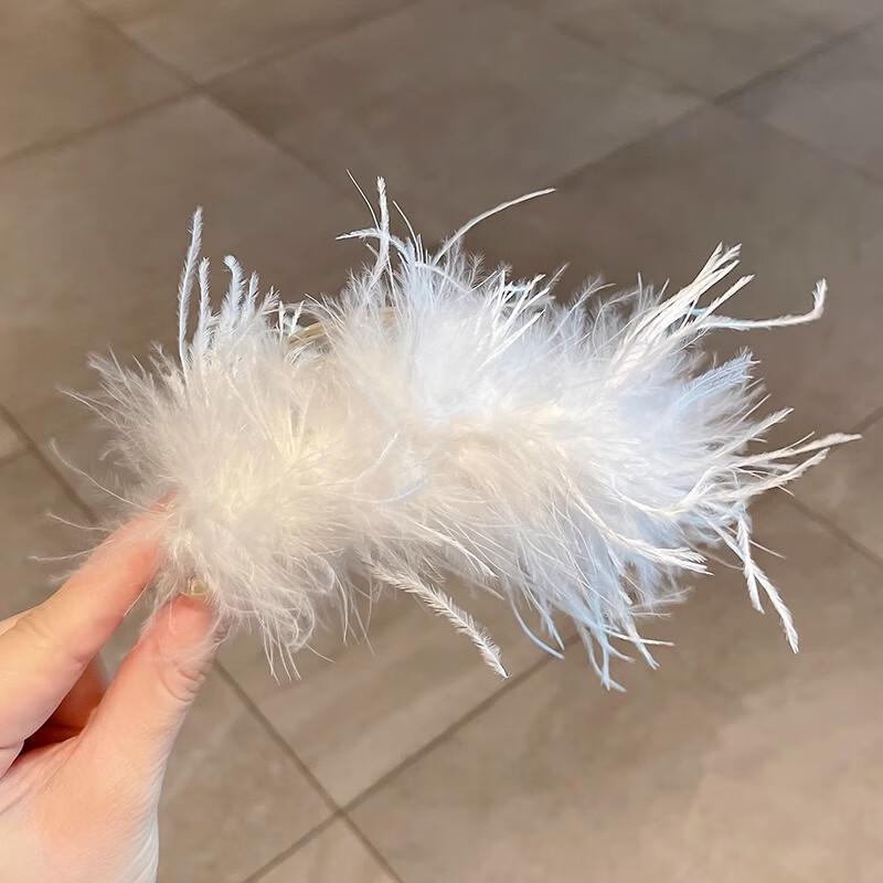 Fumede Women's Ostrich Feather Hair Claw Clip Set