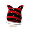 Yarn Cat Ear Beanie Stretchable Knit Striped Hat Gifts Knitted Beanie Hat  Spring Autumn Winter