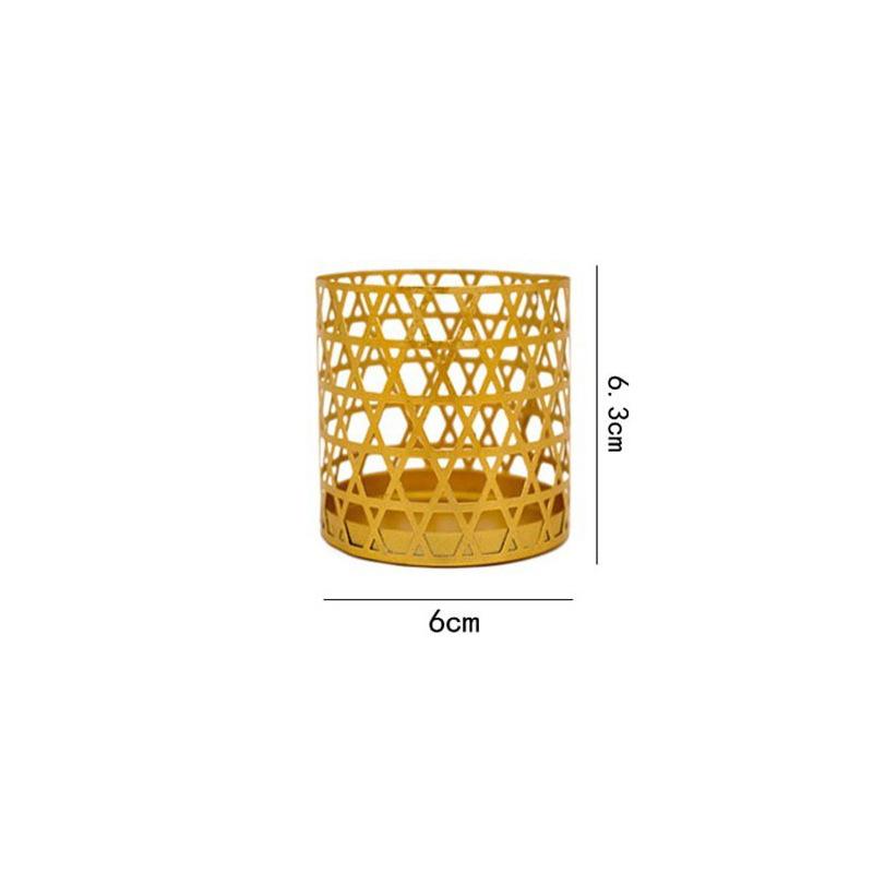 Nordic Golden Geometric Hollow Wrought Iron Candle Holder Creative Aromatherapy Candle Cup Home Decoration Ornaments Art Craft