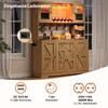 Tall Kitchen Cabinet with LED Lighting and Sockets, Pantry Cabinet with Acrylic Glass Doors, Wine Racks and Wine Glass Holders, 140 × 40 × 173 cm