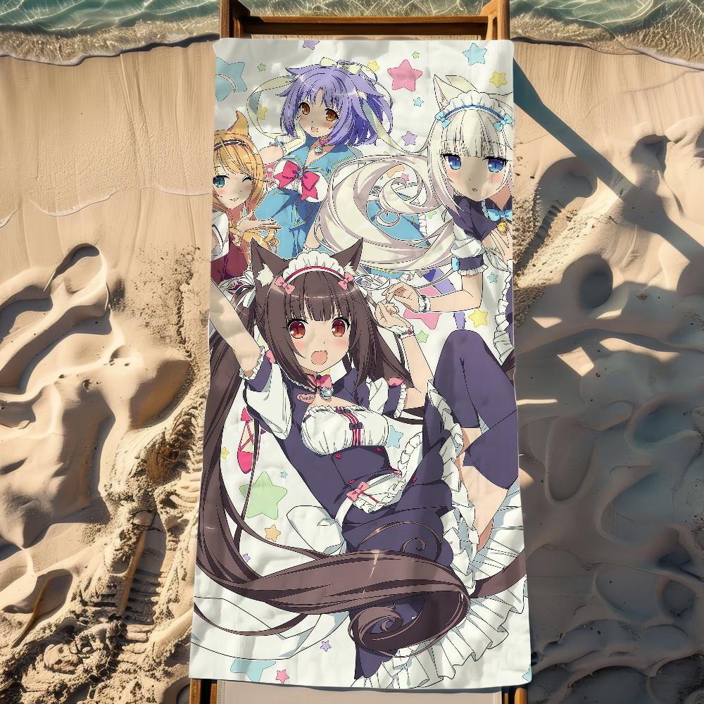 Anime N-nekopara-a Cartoon Towel Beach Towel Oversized Quick Dry Towel Absorbent Soft Swim BeachTowels for Men Women
