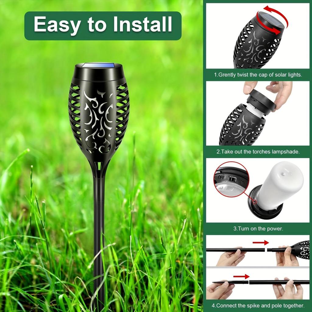 LED Solar Flame Light Outdoor,Waterproof 12LEDs Torches Landscape Lamp for Outdoor Courtyard Garden Yard,Halloween Decorations