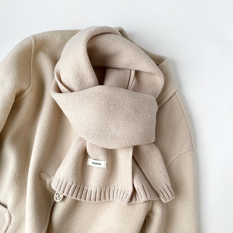 100% Pure Australian Wool Scarf Knitted Warm Neck Warmer For Men And Women New Style Solid Color Versatile Winter Accessory