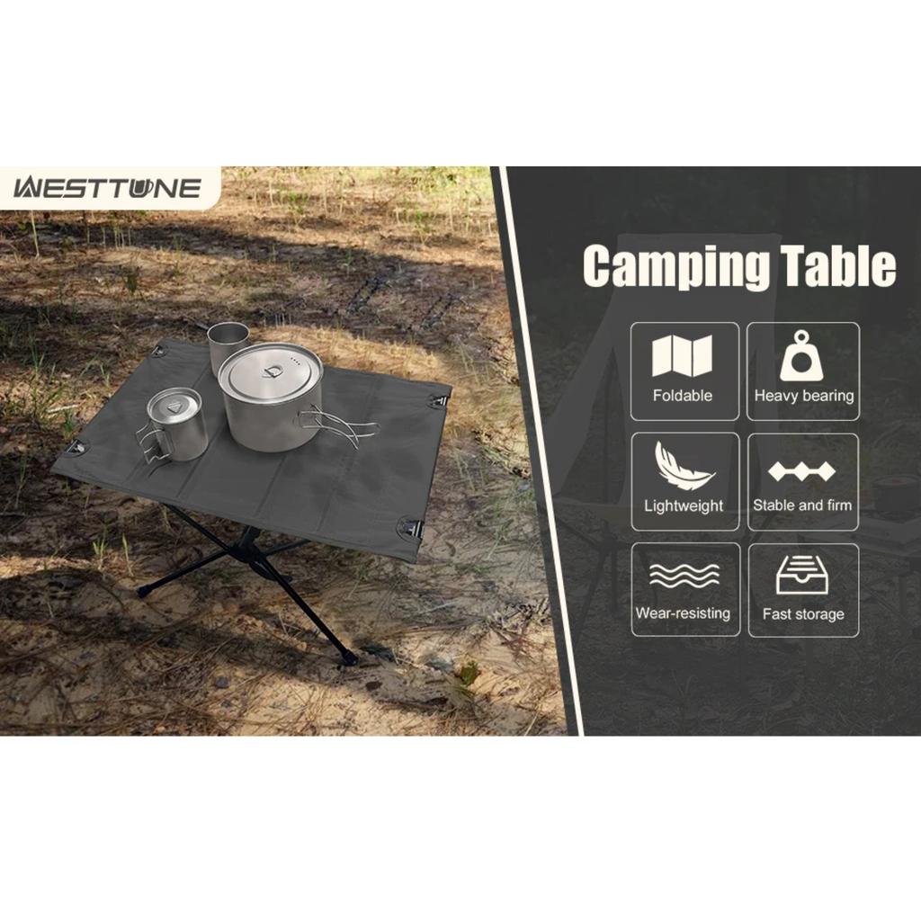 WESTTUNE Camping Folding Table Lightweight 1680D Oxford Roll-Up Table Portable Aluminum oy Tourist Tables for Outdoor Picnic