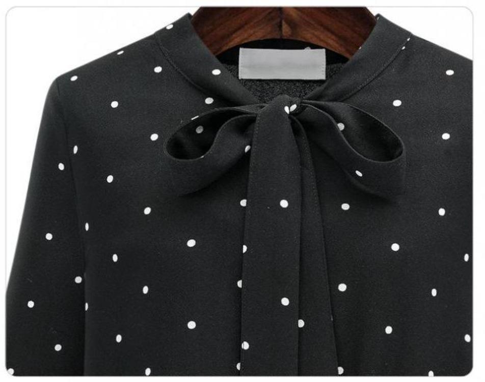 Übergröße Böhmisches Gepunktetes Plissee Langarmkleid für Damen