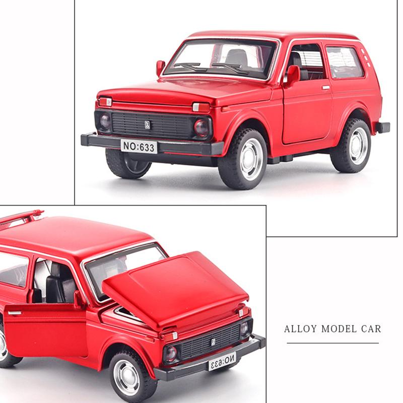 1/32 Scale Lada NIVA Jeeps Diecast Car Model Toy, Pull Back Toy Vehicle with Sound and Light for Kids Toddler Boys Girls Gift Collection