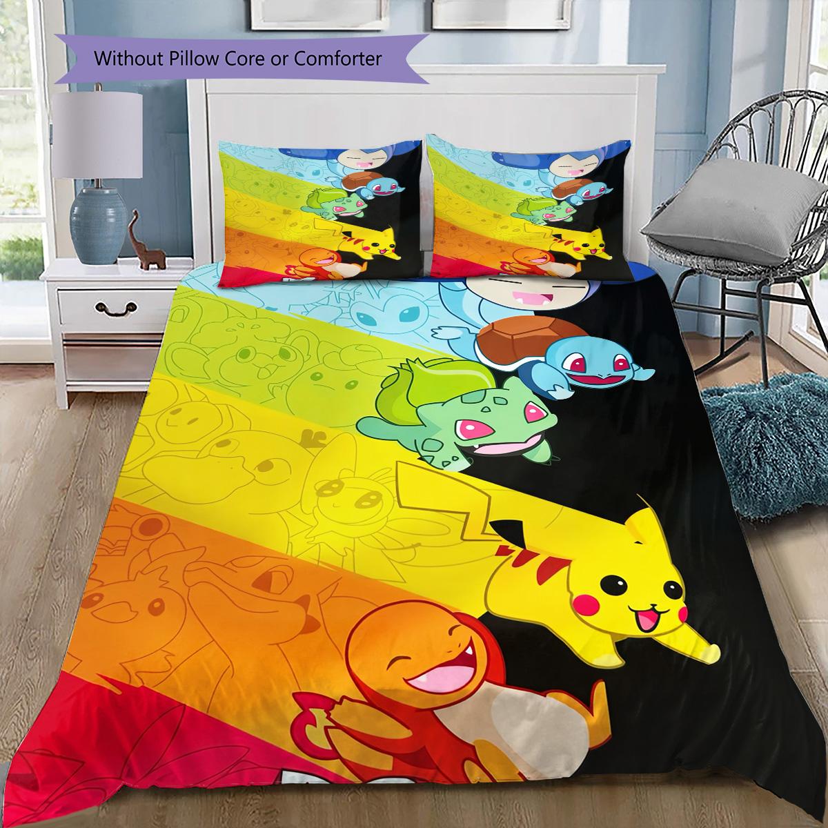 

Pokemon Artworks Bedding Set, 1 Duvet Cover & 2 Pillowcases, Cozy Home Use, Great Gift for Pokémon Fans 135x200cm