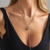 Ingemark Trendy Silver Color Stainless Steel Long Snake Chain Necklace Women Elegant Imitation Pearl Pendant Choker Jewelry Gift