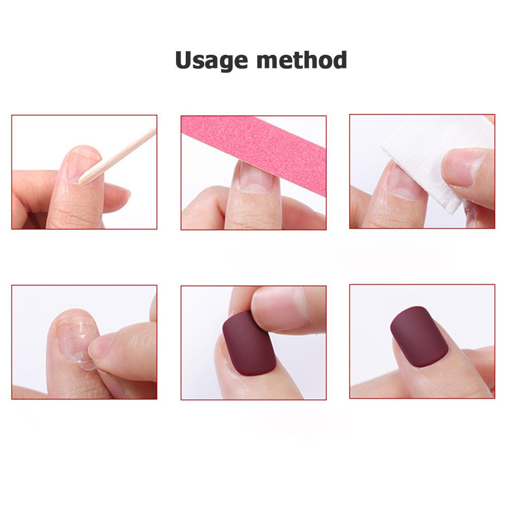 Buy 24pcs Nail Patch Solid Color DIY Scrub Ballet SelfAdhesive Fake