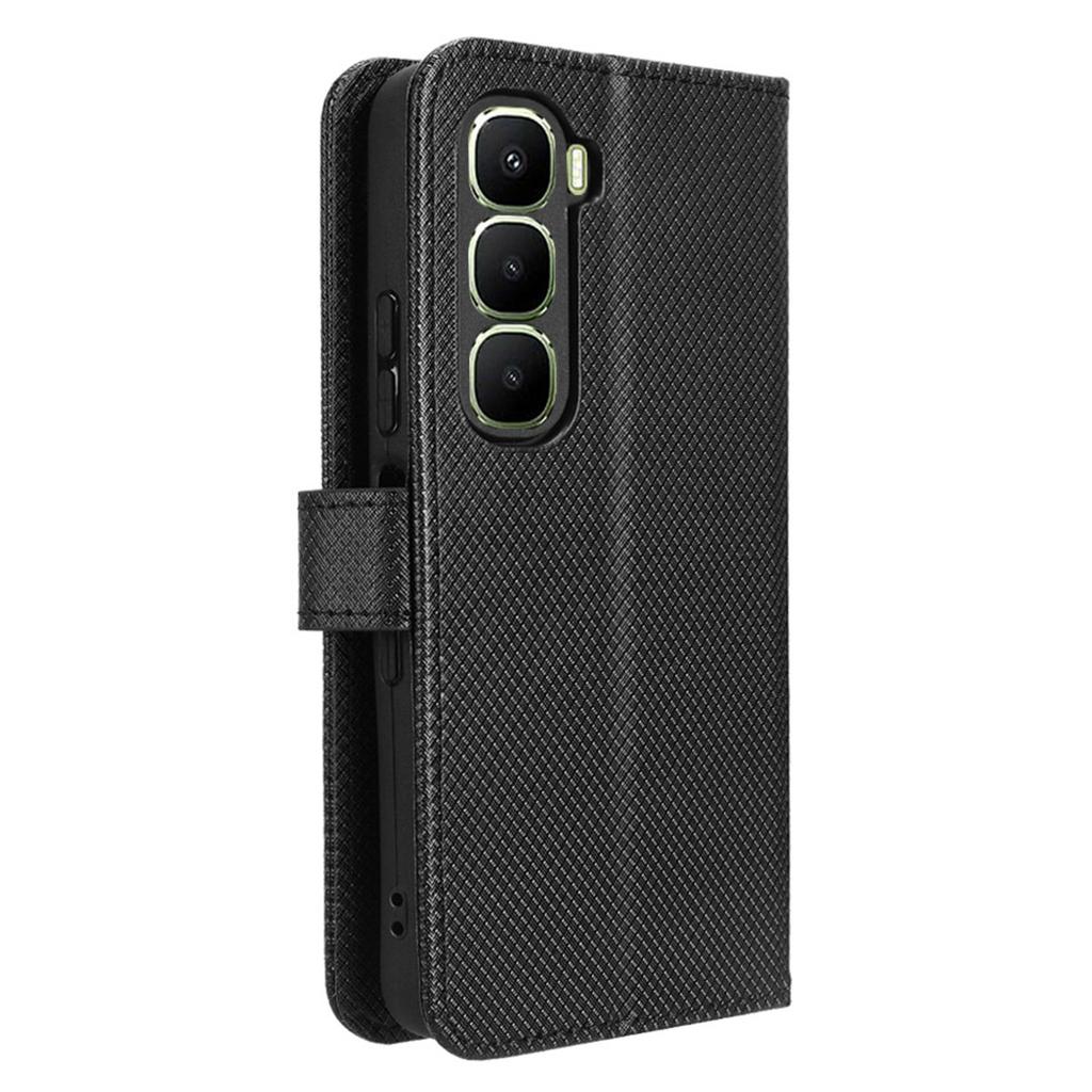 For Infinix Hot 60 5G/Hot 60i 4G Leather Wallet Case with Strap Diamond Texture Phone Cover