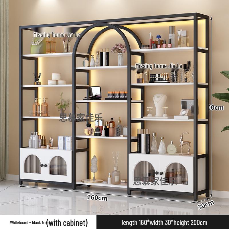 Illuminated Multi-Layer Cosmetic Display Shelf for Salons and Barbershops