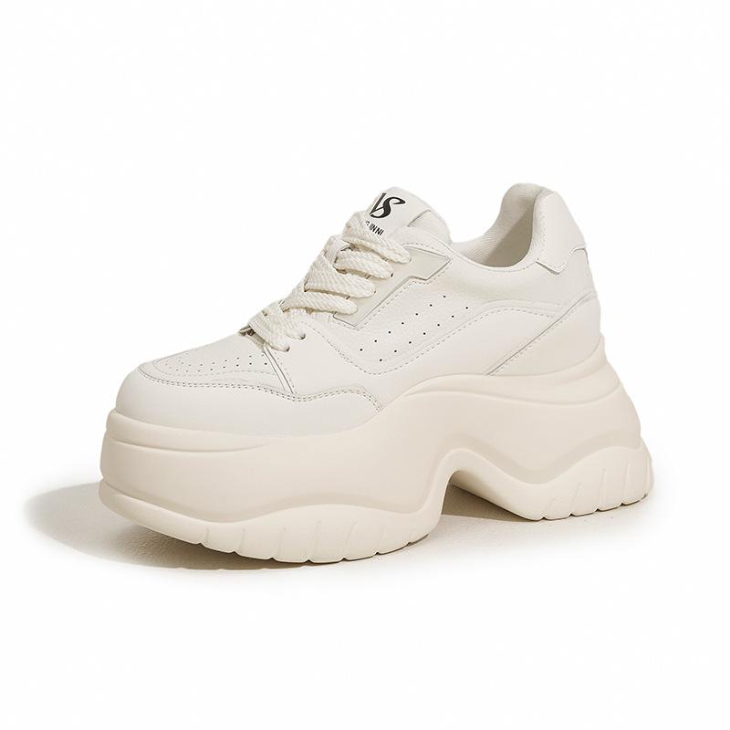 Fashion Women's Thick Bottom Platform Sneakers Soft Sole Sports Casual Shoes Versatile Heightening Shoes Autumn New Style White Sneakers