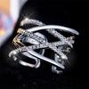 Cute Female Cross Infinity Adjustable Ring Copper Color Open Wedding Jewelry For Women