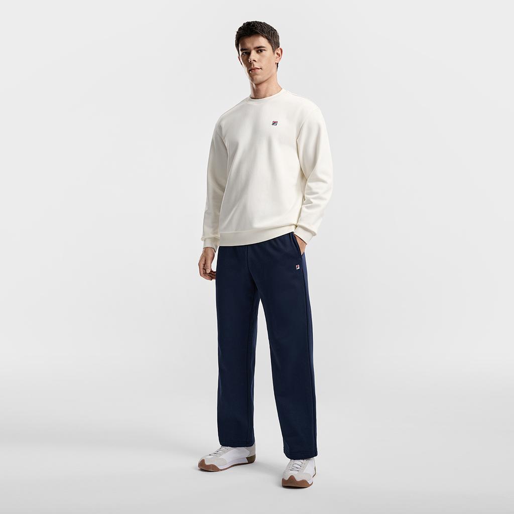 FILA Fleece Lined Comfortable Stylish Classic Retro Tennis Casual Versatile Loose Knit Sports Pants Men bottoms Sky-Blue A11M613610FBU