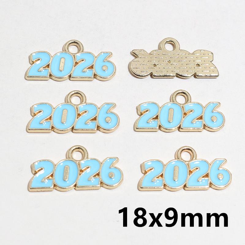 20pcs Enamel Fish Year Number 2026 Charms Pendant DIY Jewelry Making Craft Accessories for Earrings Necklace Bracelet Keychains