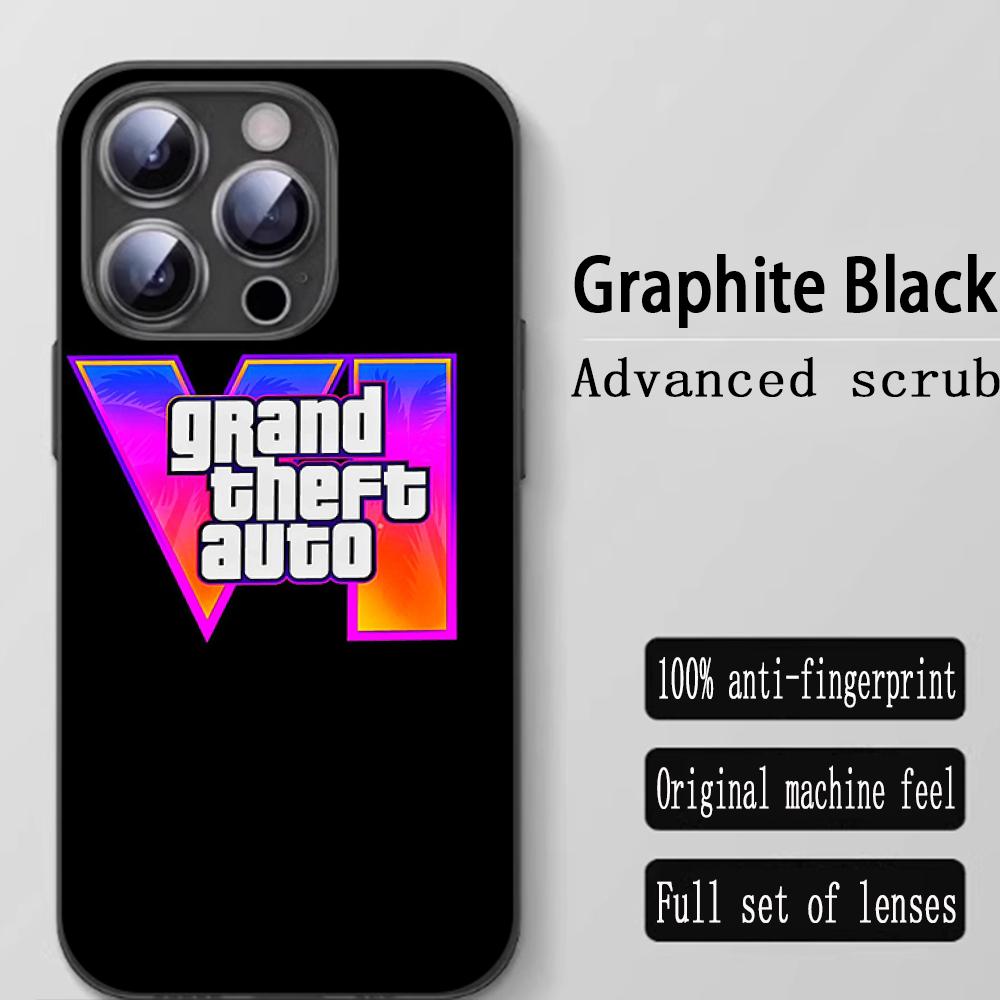 Gta-6 Pattern Design Ins Phone Case For iPhone 16 15 14 13 12 11 X XR XS 8 Plus Mini Pro Max Soft Black Shockproof Cover
