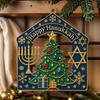 Christmas Tree Pendant Menorah Classic Flat 2D Acrylic Hanukkah Pendant for Christmas Tree for Windowsill Door Wall Living Room