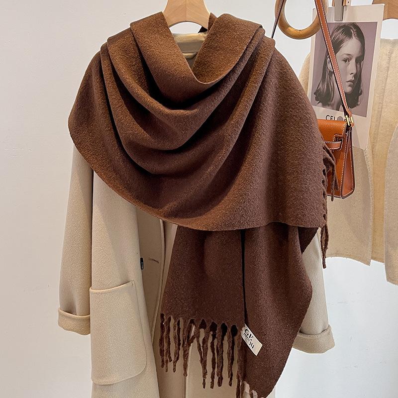Haze blue imitation cashmere scarf women's new winter atmosphere scarf couple student men's shawl