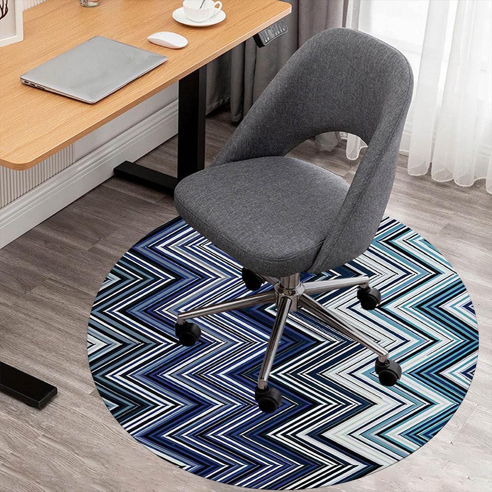 

1PC Zigzag Pattern Abstract Round Chair mat Area Rug - Non-Slip, Floor Mat for Office, Bedroom, home decor Christmas Gift c0528110 80cm