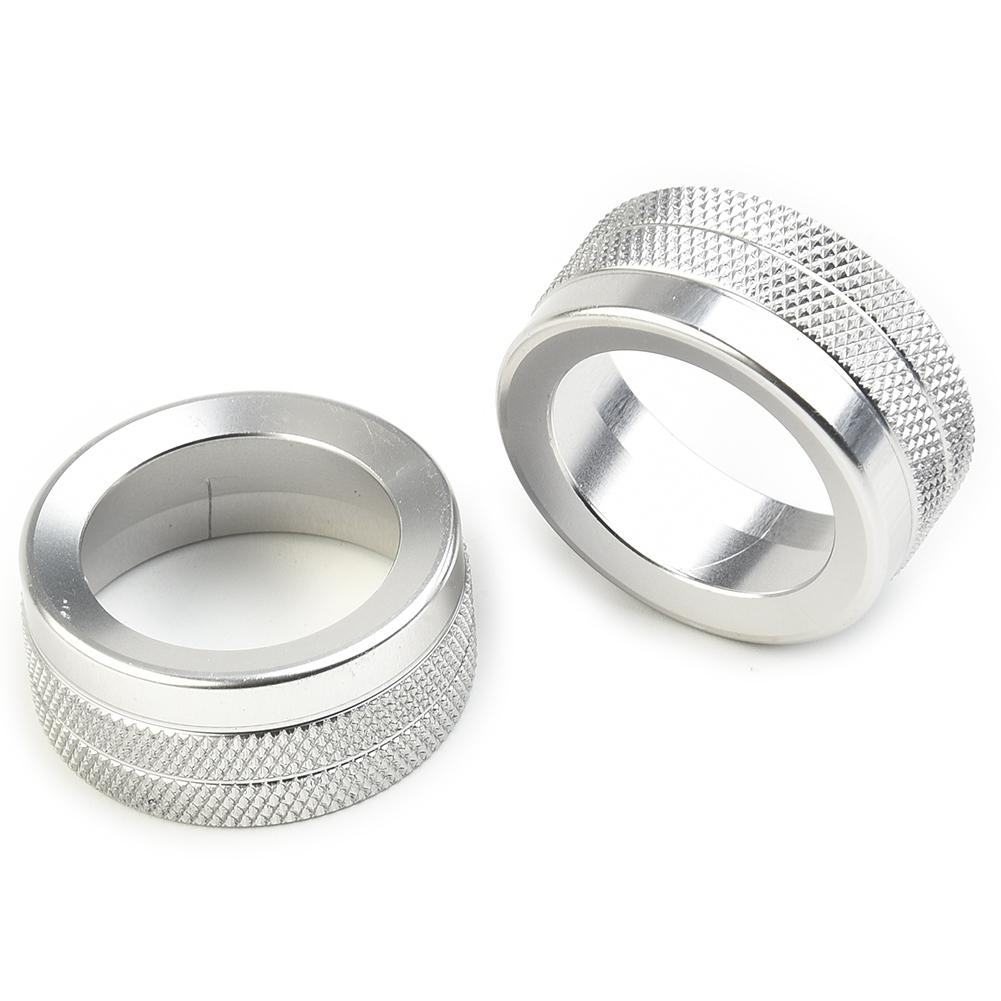 2x Silver Car Volume Radio Knob Covers Set For Porsche 911 For Macan 718