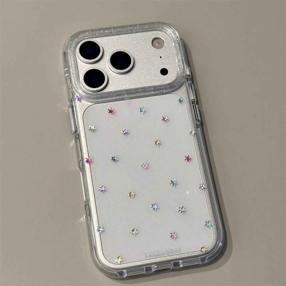Glitter Shiny Stars Imd Transparent Back Cover for Iphone 17 16 Pro Max 13 14 15 Promax Ins Protector Shockproof Phone Case